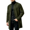 thumbnail image 2 of ZACPNCV Men's Long Cardigan Coat Solid Color Collarless Coat Open Front Button Down Jacket with Pockets Casual Slim Fit Winter Overcoat, 2 of 7