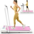 thumbnail image 2 of Hi-Treadmill,2 In 1 Portable Treadmill,Under Desk Treadmill,Walking Pad,Walking Jogging Machine with Handle,Remote Control,LED Display for Home,Office,Gym(Pink), 2 of 8