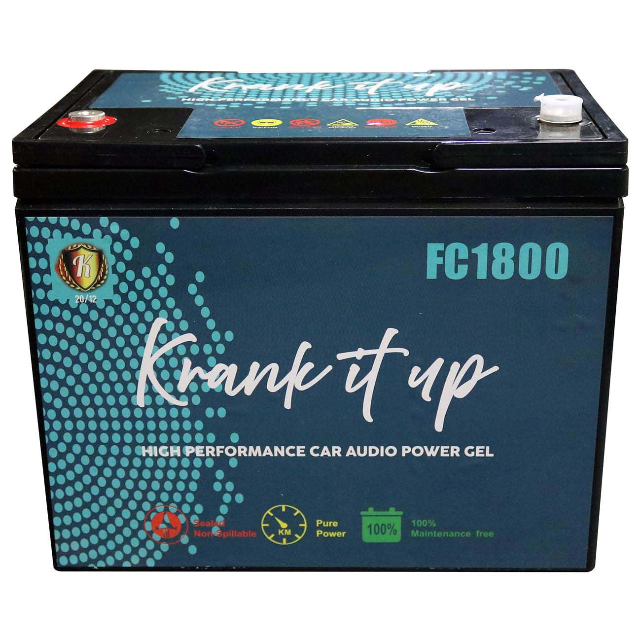 Krank It UP FC1800 12V Power Cell Car Audio Battery – 1900W / 81Ah High Performance Auxiliary Battery for Amplifiers & Sound Systems