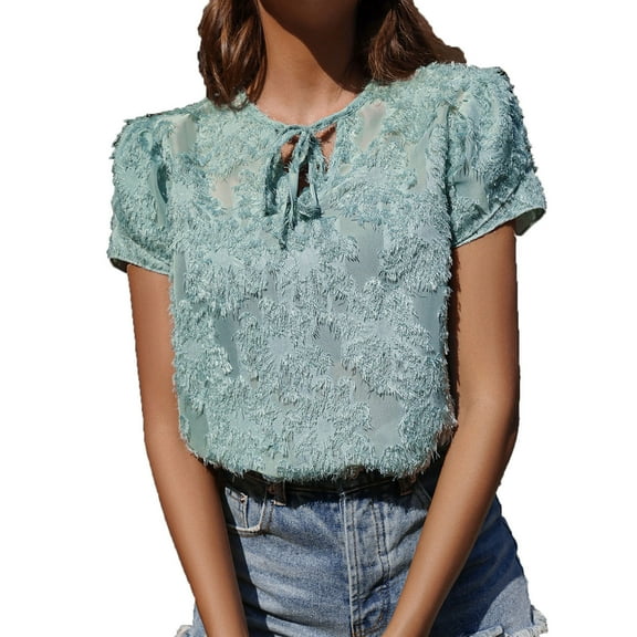 HONHUZH Womens Tops,Women Casual Spring O-Neck Pullover Solid Short Sleeve Blouse T-shirt Tops