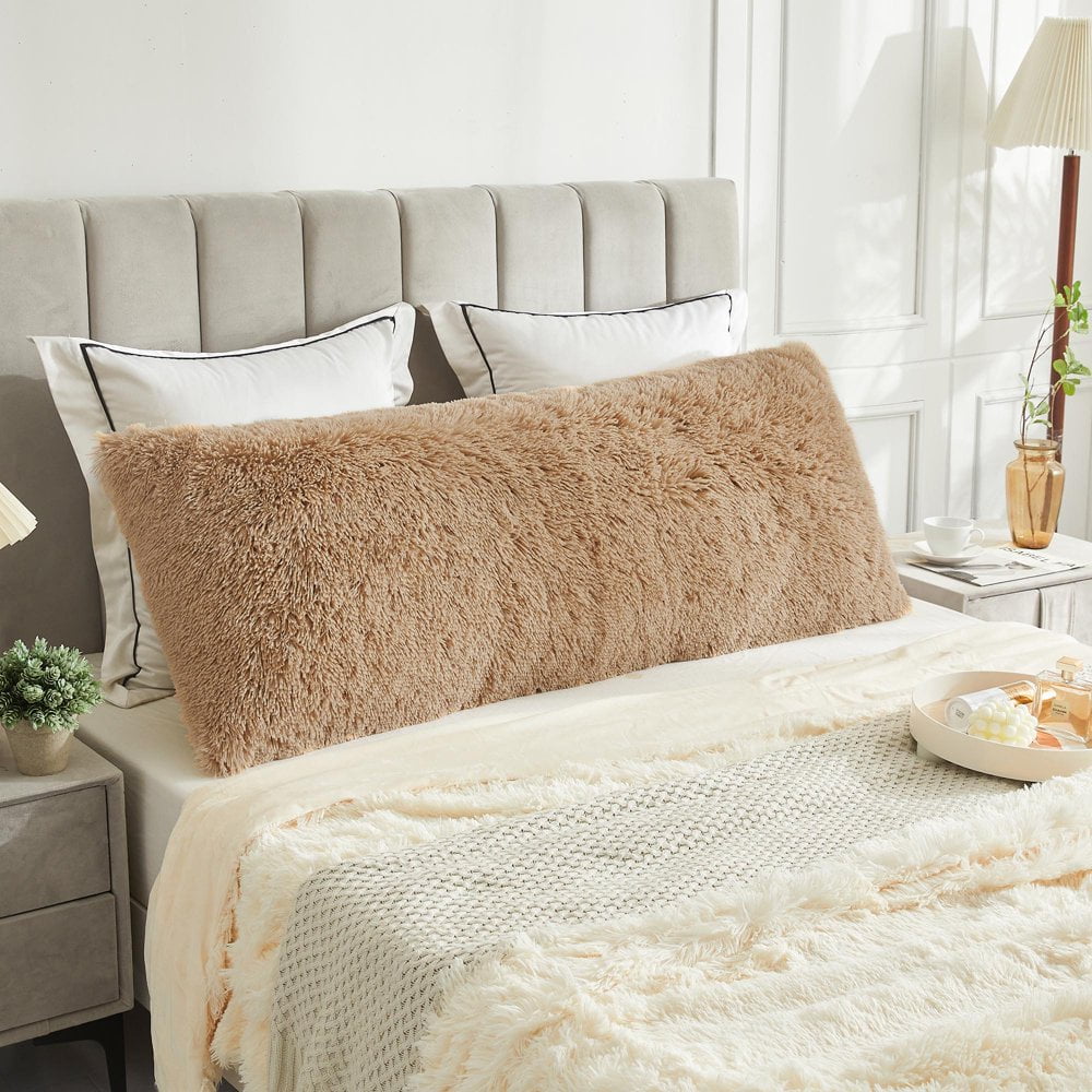XeGe Velvet Shaggy Faux Fur Body Pillow Cover 20 x 54
