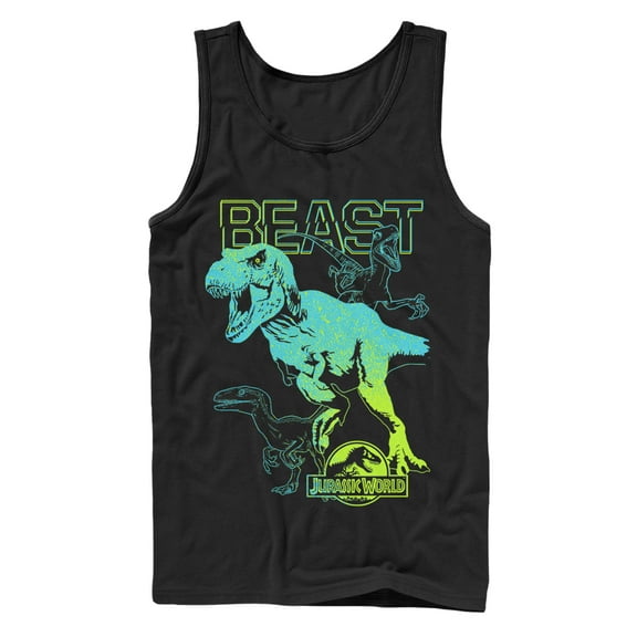 Men's Jurassic World Ombre Shade Beast  Tank Top Black X Large
