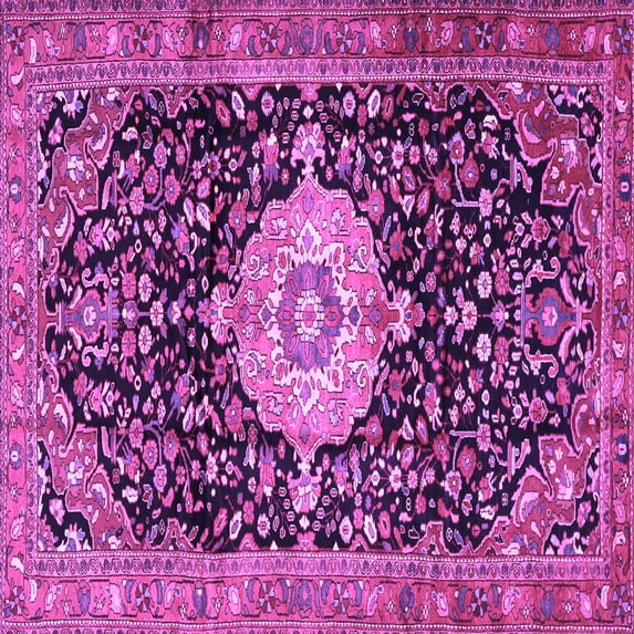 Ahgly Company Indoor Square Medallion Purple Traditional Area Rugs, 8' Square