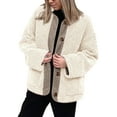 thumbnail image 3 of Women'S Winter Coats Long Sleeve Button Up Fuzzy Fleece Jackets Outerwear Fall Fashion Clothes Cream White S, 3 of 9