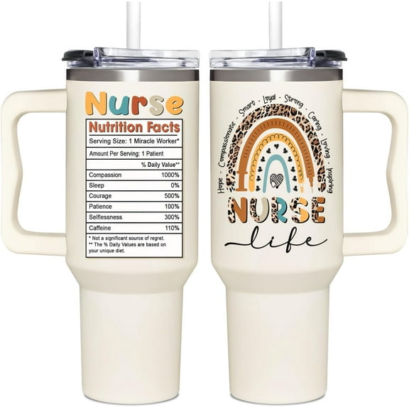 Nurse Gifts For Women - Nurse Week, Appreciation, Birthday, Christmas, Mothers Day Gifts for Nurses - Tumbler 40oz With Handle & Straw