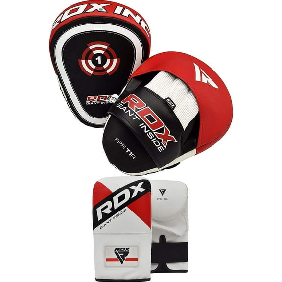 RDX Curved Focus Pads Mitts With Boxing Gloves Hooks Jab Punching Bag Kick MMA