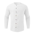 thumbnail image 4 of Mens T-shirts Male Spring And Autumn Solid Color Long Sleeve Shirt Stand Button Shirt Lady Long Sleeve Swim Men Workout T Shirts Men Summer plus Size Turtleneck Yoga Short Athletic White XL, 4 of 5