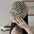 thumbnail image 5 of Byfri Sequin Crochet Skull Cap Hollow Out Summer Beanie Hat for Beach Parties Beige 54-58cm, 5 of 7