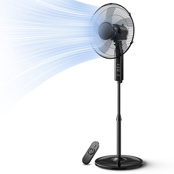 Goosiay 16" Oscillating Pedestal Fan with Remote Control, 10H Timer Stand up Fan, Ultra Quiet Fan for Bedroom Home Office