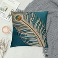 thumbnail image 2 of COMIO Peacock Feather Throw Pillow Covers Decorative Pillowcase with Zipper, 2 of 5