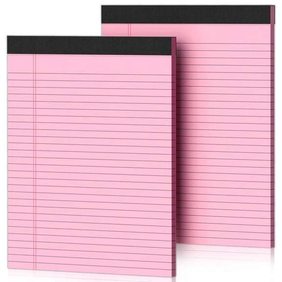 8.5 x 11 legal pads, 2 pack pink notepads, wide ruled lined paper, 30 sheets per pad, micro perforated for easy tear, office supplies, study notes, to do lists, pink