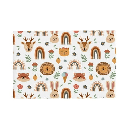 

Placemats Set of 4 cute Rainbow Animal Place mats for Dining Table Indoor/Outdoor Cute Heat Resistant Washable Table Mats(18 x 12 )