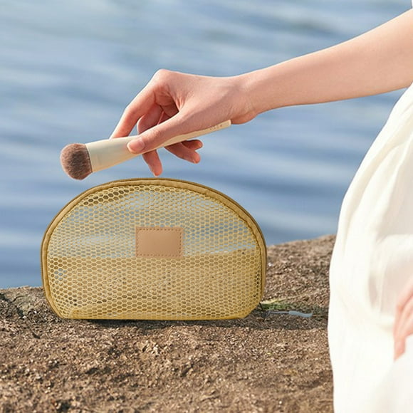 Fiudx Organizador de Cosméticos, Elegante Bolsa de Viaje de Malla, Almacenamiento Versátil para Brochas de Maquillaje, Elegante Diseño de Pana, Perfecto para Viajes, Trabajo o Uso Diario, Compacto y