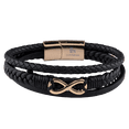 thumbnail image 1 of Pulsera Hombre de Infinito LUCKMAN, Piel Vegana y Acero Inoxidable, Modelo Felix dorado UNITALLA, 1 of 7
