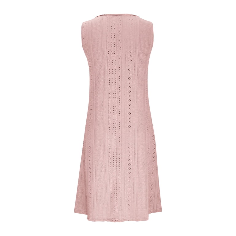 Meichang Womens Eyelet Dresses Plus Size Boho Eyelet Pastel Dresses  Sleeveless V Neck Solid Dresses Flowy Beach Midi Dresses Pink M -  Walmart.com