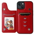 thumbnail image 4 of Allytech iPhone 13 Wallet Case with Card Holder, PU Leather Butterfly Embossed Kickstand Magnetic Closure Shockproof Protection Case Cover for Apple iPhone 13 6.1",Red, 4 of 9