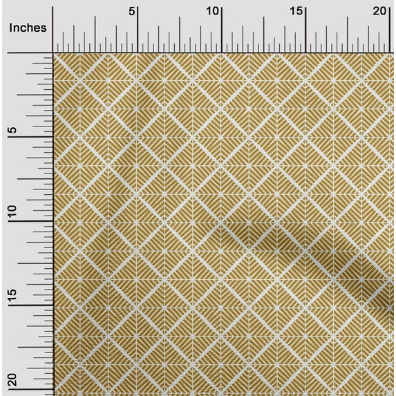 oneOone Cotton Jersey Dark Mustard Fabric Diamond Geometric Fabric For Sewing Printed Craft Fabric By The Yard 58 Inch Wide