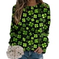 thumbnail image 2 of ASFGIMUJ Women St Pa Day T Shirts Crewneck Green Sweatshirt Raglan Sleeve Shirt Pullover Tops Loose Suitable Dressy Tops,Size L, 2 of 5