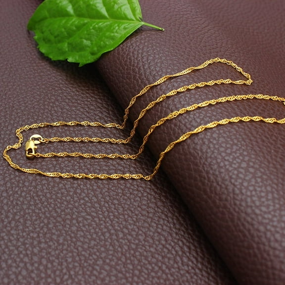 Twisted 14K Yellow Gold Chain Charm Water ripple chains Necklace For Jewelry Necklaces Findings
