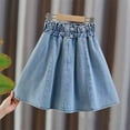 thumbnail image 2 of KAUOD Toddler Girls Ruffles Jeans Skirts Elastic Waist Summer Vintage Denim Skirts Casual Wide Leg Baby Girls Pleated Dress, 2 of 6