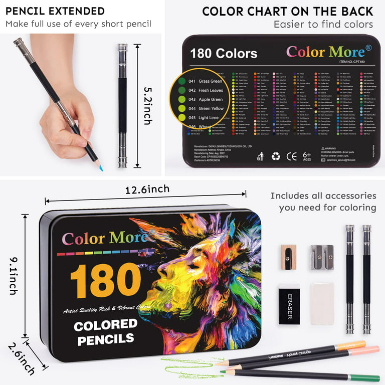  LEIGE 120/180/520 Colored Pencils Professional Set Soft  Wax-Based Core Drawing Art Sketching Shading & Coloring Tin Box (Color : A,  Size : 520 Colors)