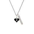 thumbnail image 2 of Delight Jewelry Silvertone Black and White Enamel Heart Silvertone Fearless Bar Charm Necklace, 23", 2 of 4
