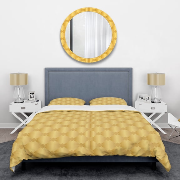 Designart 'Golden Geometric I' Mid-Century Modern Duvet Cover Set