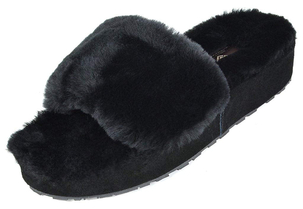 Dream Pairs - DREAM PAIRS Women's Slippers Fashion Slip On House Bedroom Slippers Fur Slide 