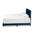 thumbnail image 2 of Caprice Glam Navy Blue Velvet Fabric Upholstered Full Size Panel Bed, 2 of 5