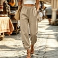 thumbnail image 4 of Hurxie Women's High Waisted Sweatpants Workout Active Joggers Pants Baggy Lounge Bottoms Khaki,L, 4 of 6