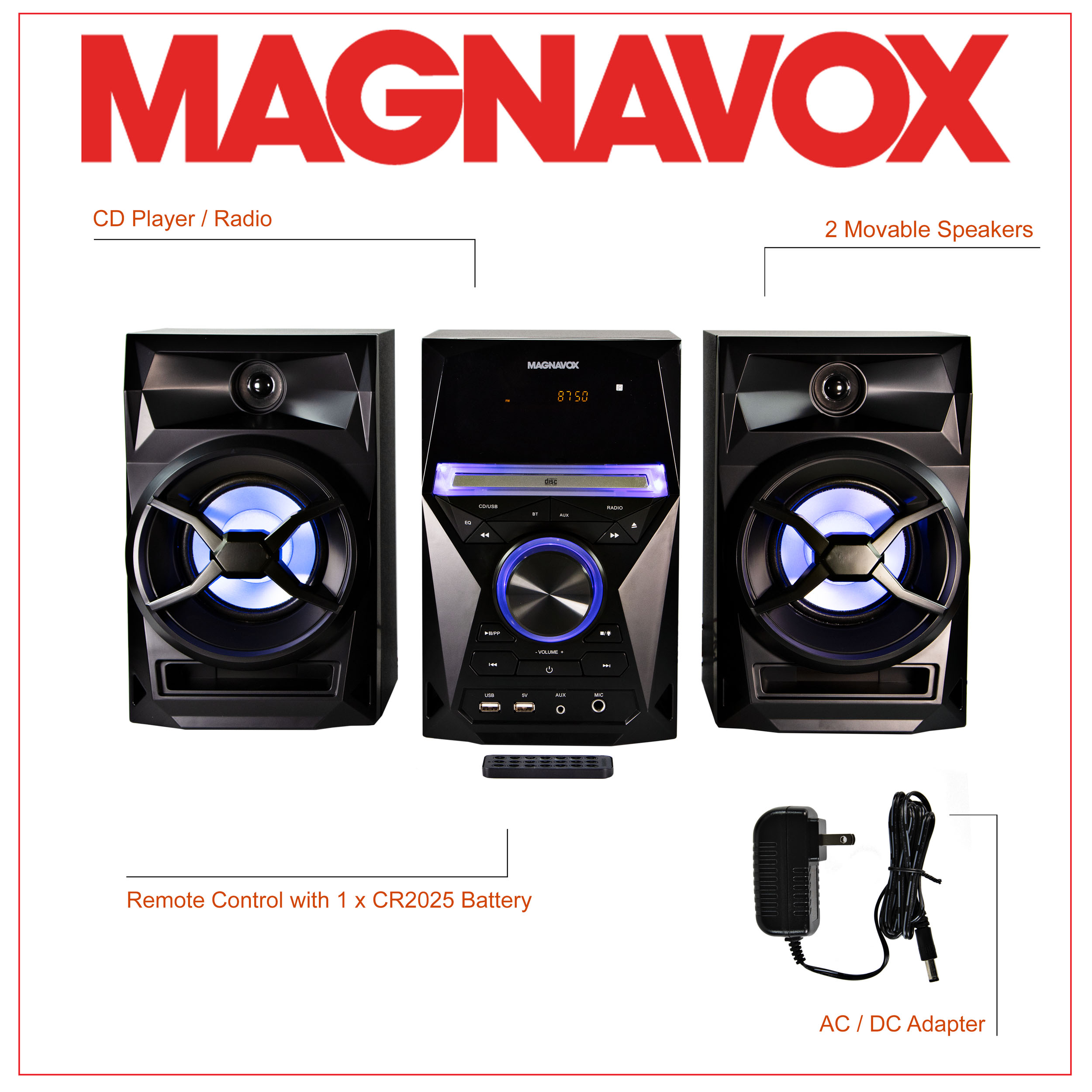 Magnavox Craig, 3-Pieces CD Shelf System with Digital PLL FM Stereo and Bluetooth Wireless Technology - image 4 of 13