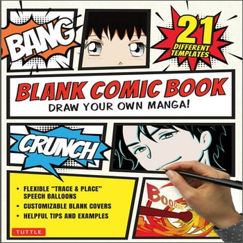 Blank Comic Book : Draw Your Own Manga! Sketchbook Journal  (with 21 Different Templates and Flexible Trace & Paste Speech Balloons) (Paperback)
