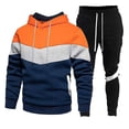 thumbnail image 1 of toraway Mens Suits 2 Piece Set Loose Fit Fashion Male Hooded Sweatshirt and Sweatpants Two Piece Sweatshirt Set with Color Block Design M, 1 of 3