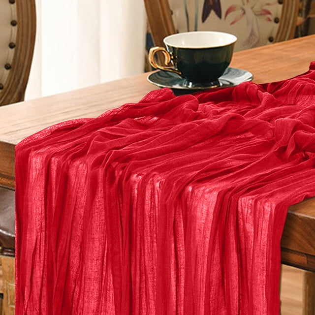 Yulucky Nappe Boho Gaze Verte Chemin de Table 35 x 70 Pouces Cuisine Salle à Manger Fête Décor Textiles Maison/polyester
