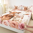 thumbnail image 3 of Homewish Female Men Highland Cow Full Size Sheets 4-Piece,Farmhouse Animal Breathable Bed Sheets,Chic Floral Flowers Lightweight Sheet Sets,Lightweight Room Decor, 3 of 7