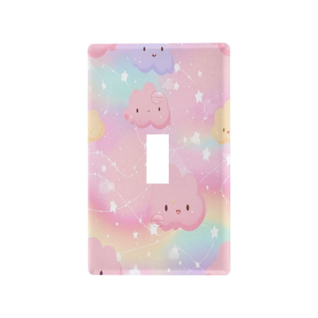 Light Switch Cover Switch Plate Outlet Cover Plug Cover for Electrical Toggle Switch Cute Stars and Pink Clouds