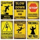 thumbnail image 4 of Letrero de hojalata vintage con aviso de precaución, placa de metal, advertencia para niños, video retro, placa para cueva de hombre, garaje, puerta de peligro, decoración de pared, 4 of 5