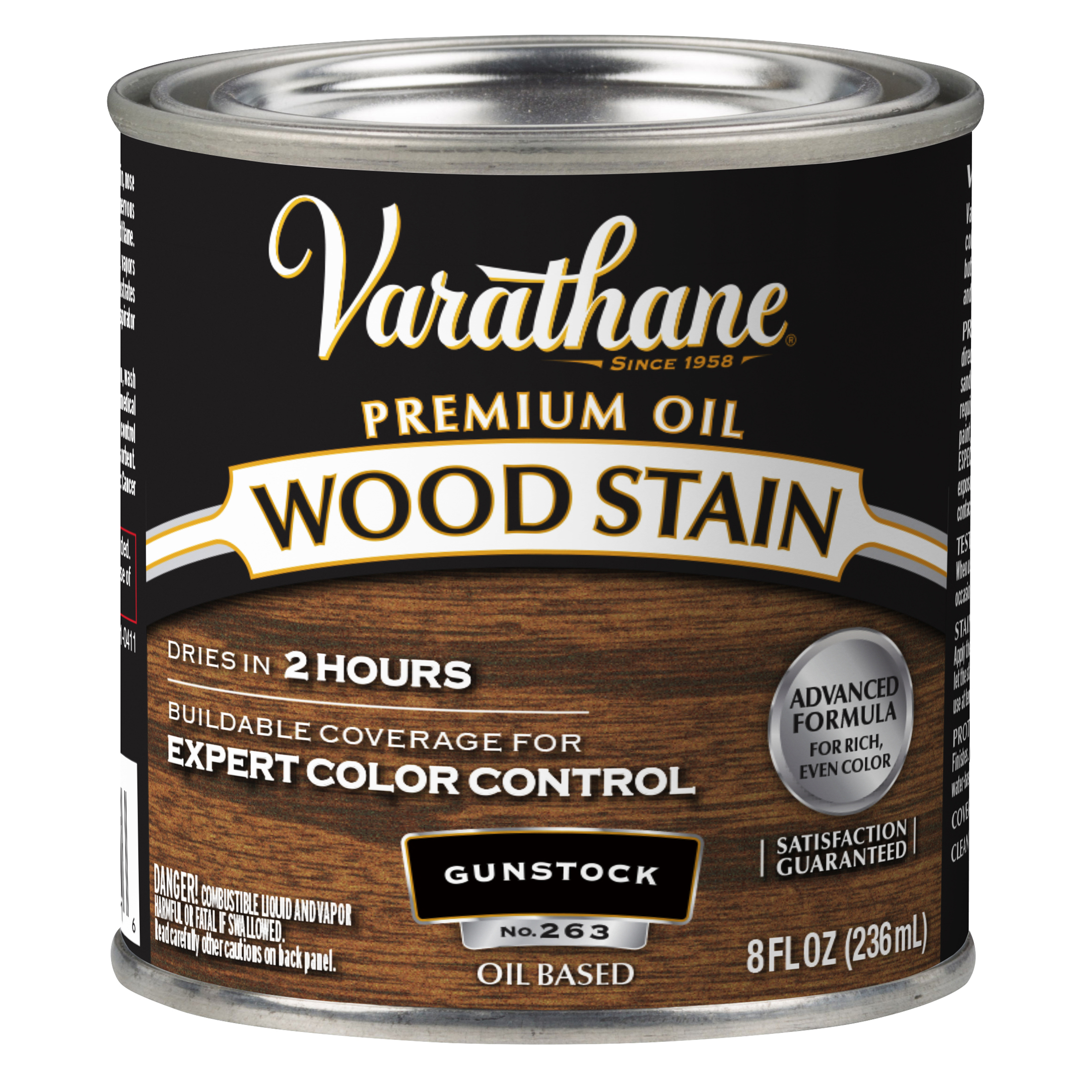 4 Pack, Gunstock, Varathane Premium Oil-Based Interior Wood Stain-211805, Half Pint