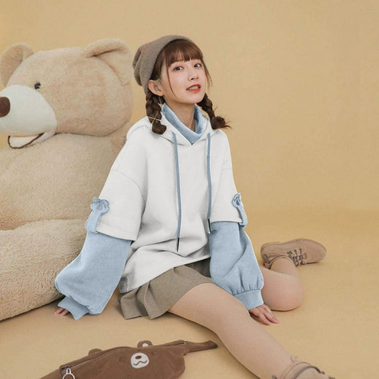 XMMSWDLA Cute Animal Hoodie Casual Loose Tunic Cute Tops Women s Girls Sweatshirt Women s Hoodies Women s Hoodies Blue 4XL Walmart