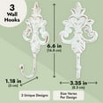 thumbnail image 3 of Set of 3 Cast Iron Wall Hooks, French Country Farmhouse Design, Includes Screws and Anchors (6.5 In, White), 3 of 10
