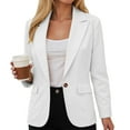 thumbnail image 5 of felwors Women's Single Button Suit Autumn Long Sleeved Solid Color Small Suit Jacket White, XL, 5 of 6
