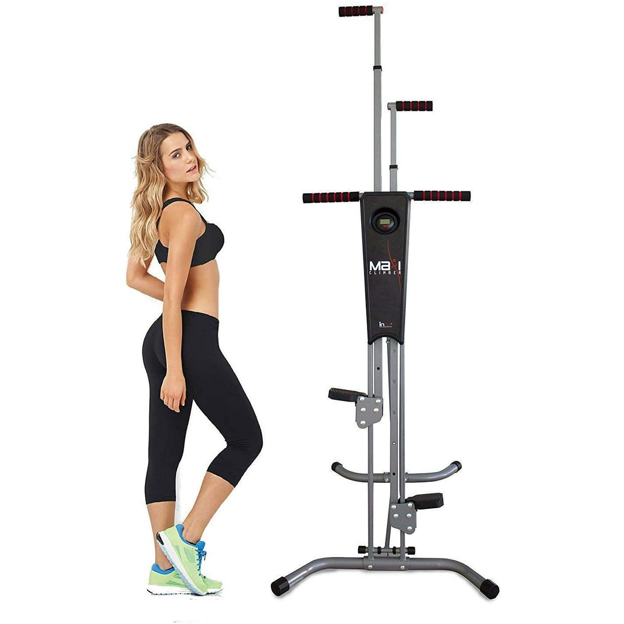Maxiclimber Maxi Climber Vertical Climber Total Body Fitness Home Gym Exercise Stepper Cardio Workout Machine W Monitor Fitness Equipment Gray