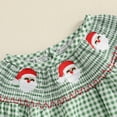 thumbnail image 3 of Baby Girl Christmas Outfit Plaid Gingerbread Smocked Bubble Romper Santa Puff Long Sleeve Bodysuit Fall Winter Xmas Clothes, 3 of 8