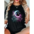thumbnail image 1 of T-shirt Graphique Chic Décontracté pour Femmes - Polyester Extensible Doux, Col Rond Manches Courtes, Lavable en Machine Haut d'Été Blanc avec Design Floral Coloré Fête des Pères, Fête des Mères, Nouvel An, Sp, 1 of 6