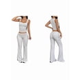 thumbnail image 3 of Conjuntos de 2 Piezas para Mujer, Conjuntos de Estar por Casa, Camisetas Sin Mangas, Pantalones Anchos y Chándales Flores Blancas y Grises M, 3 of 7