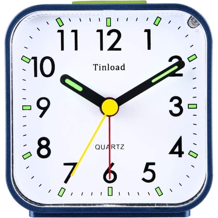 Small Battery Operated Analog Alarm Clock Silent Non Ticking, Ascending Beep Sounds, Snooze,Light Functions, Easy Set(Black)