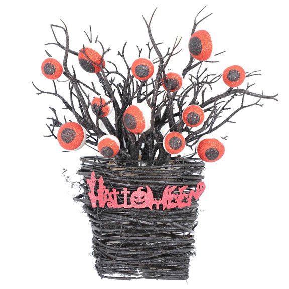 Halloween Wreaths for Front Door,Halloween Eyeball Wreaths LED Light Up Halloween Flower Basket Wreath Scary Vintage Halloween Wreaths for Home Door Wall Window Party Decorations
