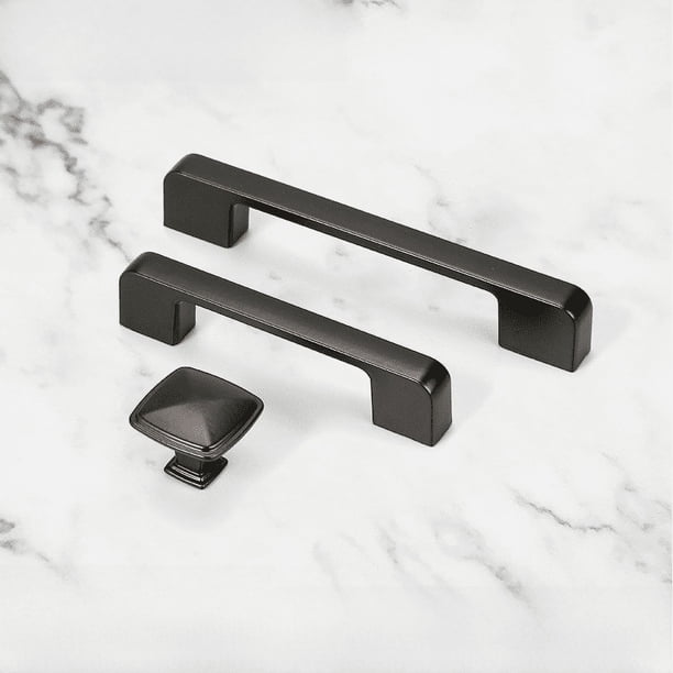 Manija negra de aleación de aluminio, manija moderna y simple para puerta de armario, manija de puerta de aleación de aluminio de un solo orificio