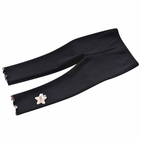 IROINNID Savings Girls Leggings Winter Fungus Side Embroidery Cat Leggings Cropped Trousers,Black