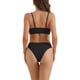 thumbnail image 3 of Conjuntos de bikini de tirantes ajustables para mujer de 2 piezas, parte inferior de cintura alta acanalada, trajes de baño en negro mediano, 3 of 5
